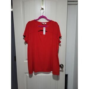 Chicos Travelers Cap Sleeve Keyhole Top